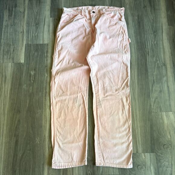 Vintage 1980s Pink Dee Cee Painter Carpenter Workwear Pants 30x29 Black Tint(?) - Picture 2 of 6